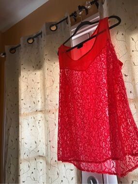 Red Lace Chiffon Camisole Top - Women's Sleeveless Layered Tank